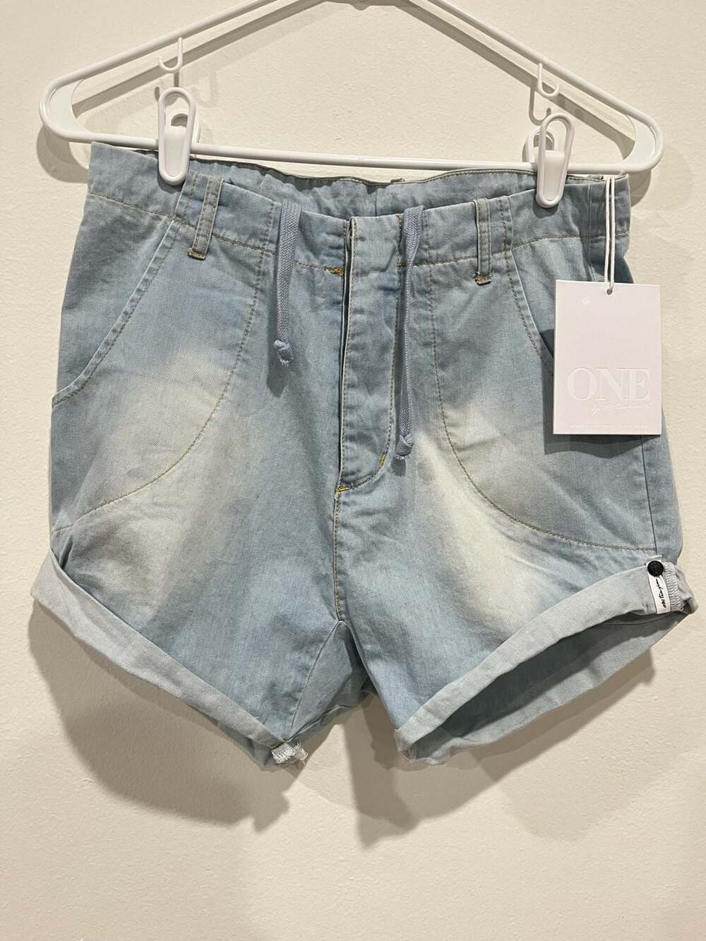 One Teaspoon Cry Tough Denim Shorts in Classic Chambray